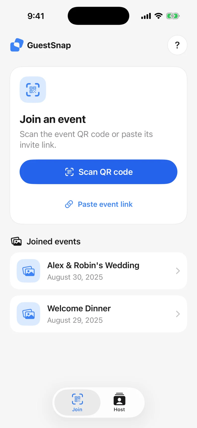 GuestSnap events