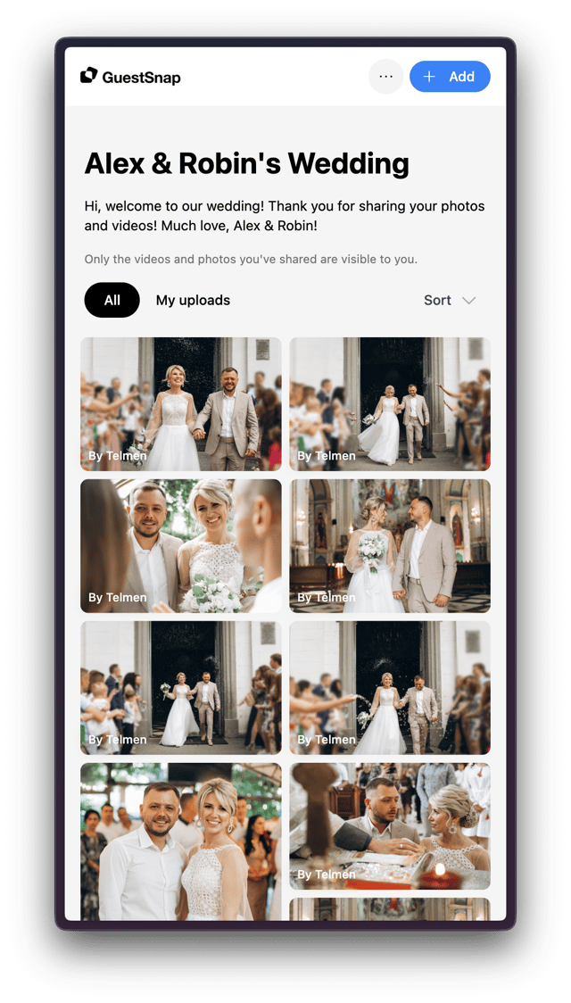 GuestSnap gallery on mobile